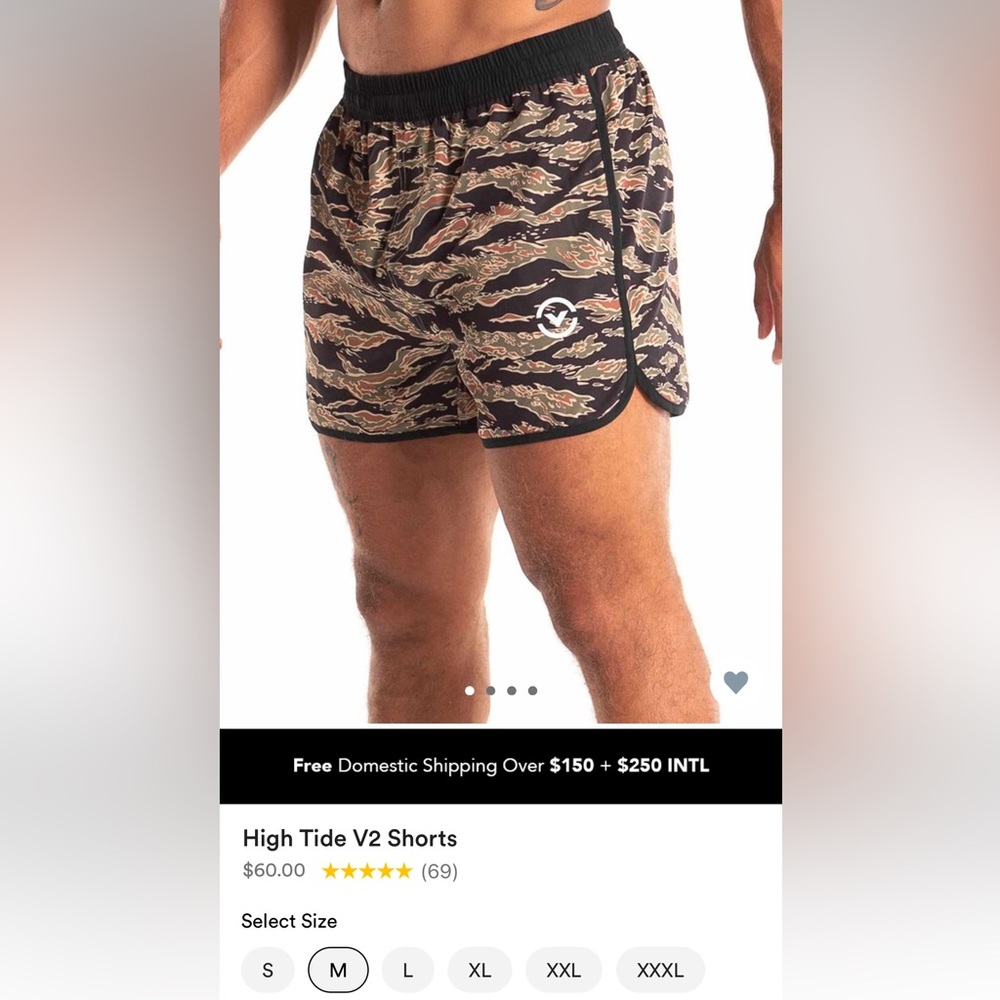 Virus International tiger camo High Tides v2 shorts in size M. Free new socks.